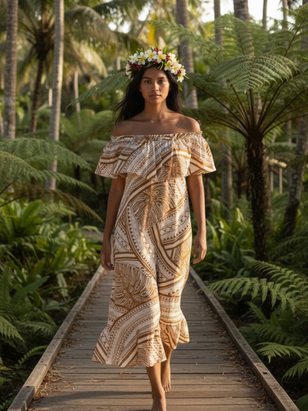 Tanoa Polynesian Hawaii Off Shoulder Dress 20
